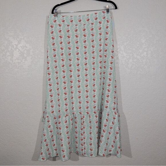 NWT Hill House Green Trailing Vine The Mirabel Skirt Multi Crepe Wrap Skirt XL - Picture 8 of 12